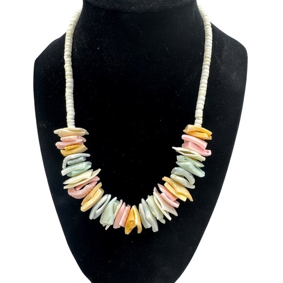 Puka Shell Bead Necklace Pastel Multi-Color Tropical Vacation Boho Summer - Picture 2 of 8